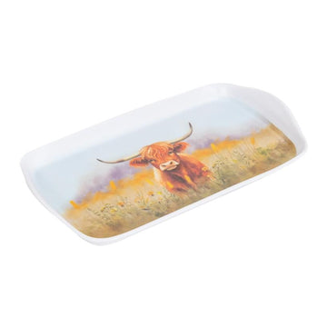 2Pcs 26cm Highland Cow Melamine Tea Tray