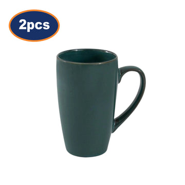 2Pcs Large Reactive Glaze Stoneware Mug 600ml | Green Latte Coffee Cup