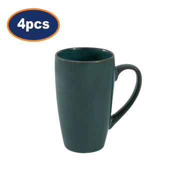 4Pcs Large Reactive Glaze Stoneware Mug 600ml | Green Latte Coffee Cup