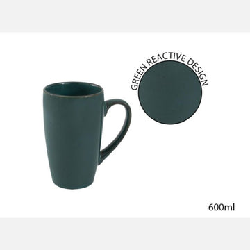 Large Reactive Glaze Stoneware Mug 600ml | Green Latte Coffee Cup