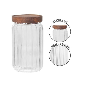 Coco & Gray 600ml Medium Glass Ribbed Canister