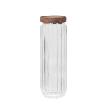 Coco & Gray 1.1 L Ribbed Glass Canister with Wooden Lid