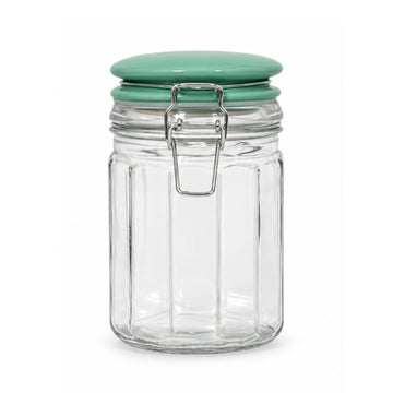 700ml Airtight Clip Lock Green Ceramic Lid Glass Storage Jar