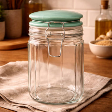 700ml Airtight Clip Lock Green Ceramic Lid Glass Storage Jar