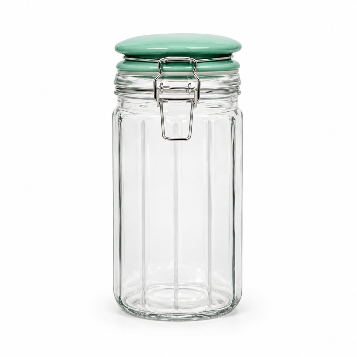 1050ml Airtight Clip Lock Green Ceramic Lid Glass Storage Jar