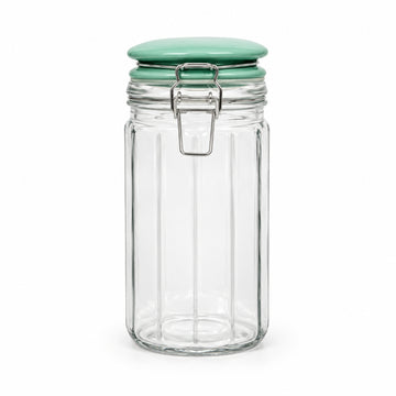 1050ml Airtight Clip Lock Green Ceramic Lid Glass Storage Jar