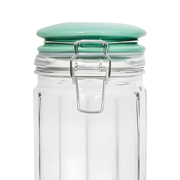1350ml Airtight Clip Lock Green Ceramic Lid Glass Storage Jar