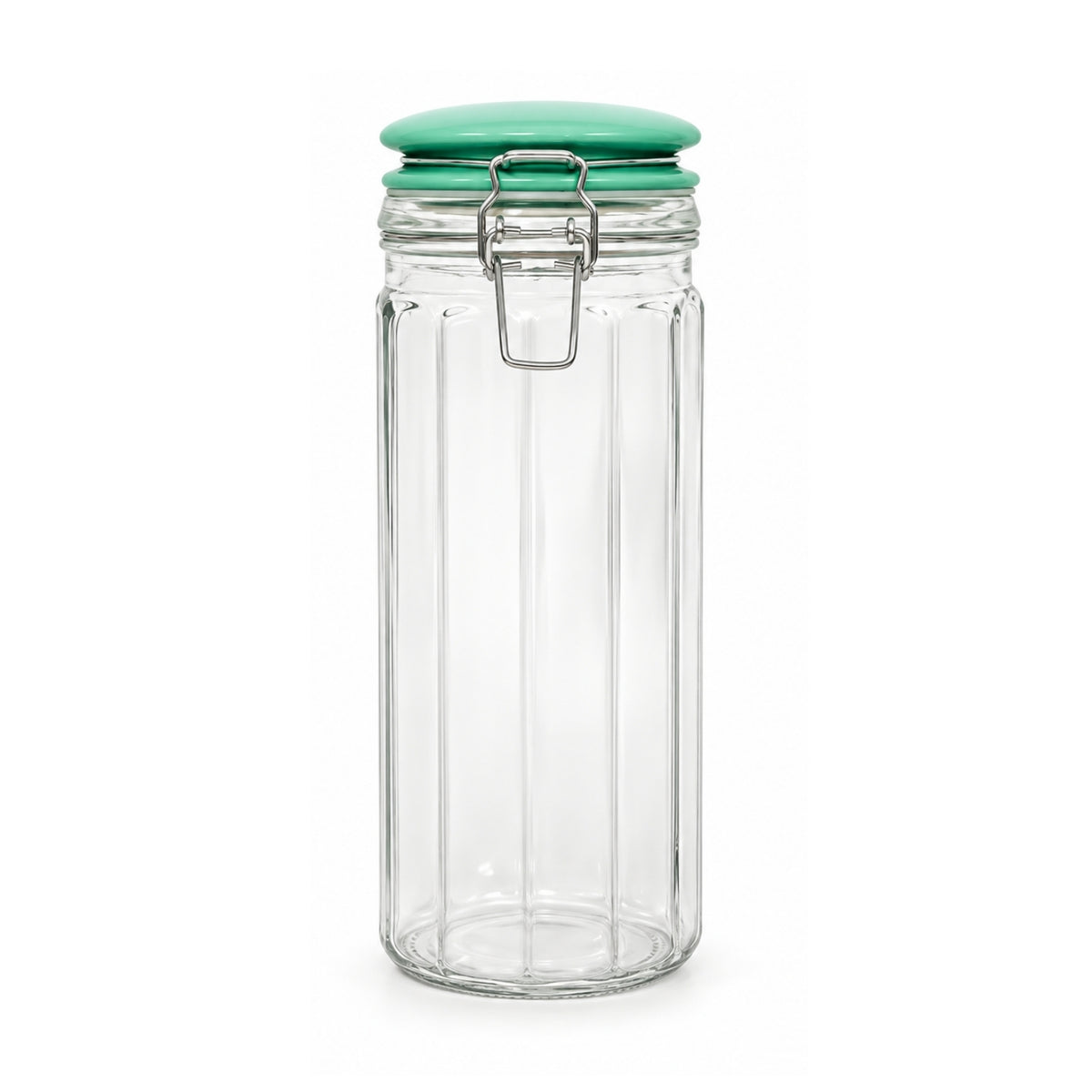1350ml Airtight Clip Lock Green Ceramic Lid Glass Storage Jar