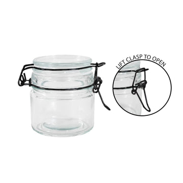 90ml Black Clip Top Lid Glass Storage Jar