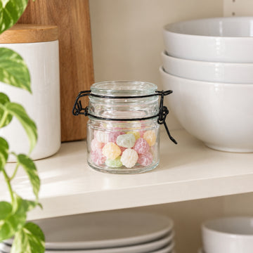 90ml Black Clip Top Lid Glass Storage Jar