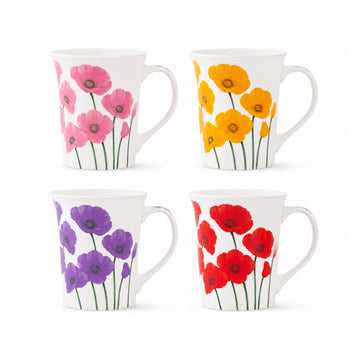 Floral Mug Set of 4 355ml New China Tea Coffee Cups