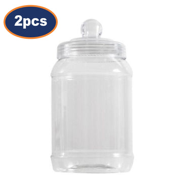 2Pcs 1300ml Clear PET Plastic Vintage Style Large Sweet Jar