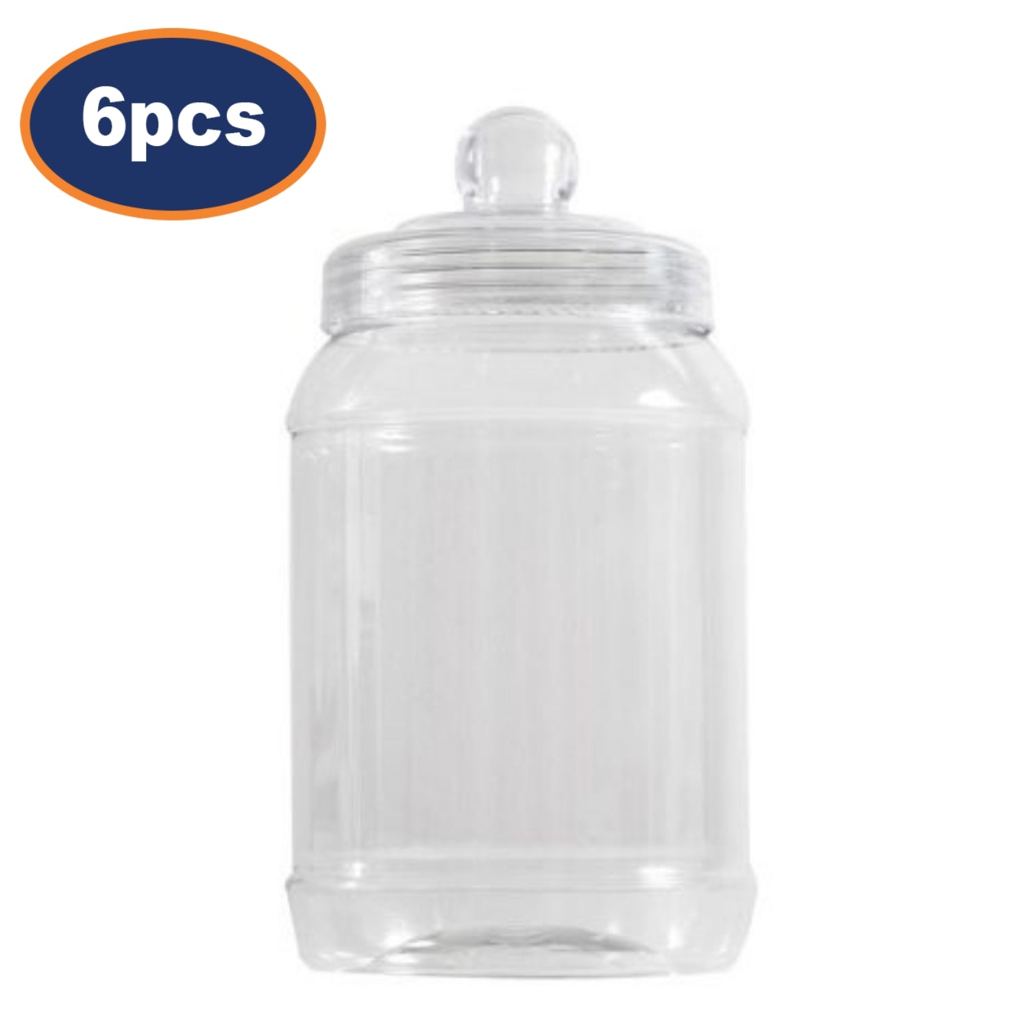 6Pcs 1300ml Clear PET Plastic Vintage Style Large Sweet Jar