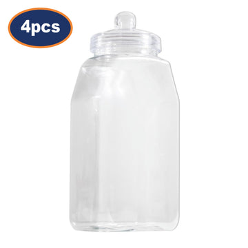 4Pcs 1150ml Clear PET Plastic Classic Style Sweet Jar