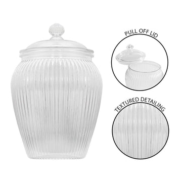 1500ml Clear PET Plastic Ribbed Vintage Style Large Sweet Jar