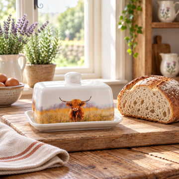Highland Cow Dolomite Covered Lid Butter Dish