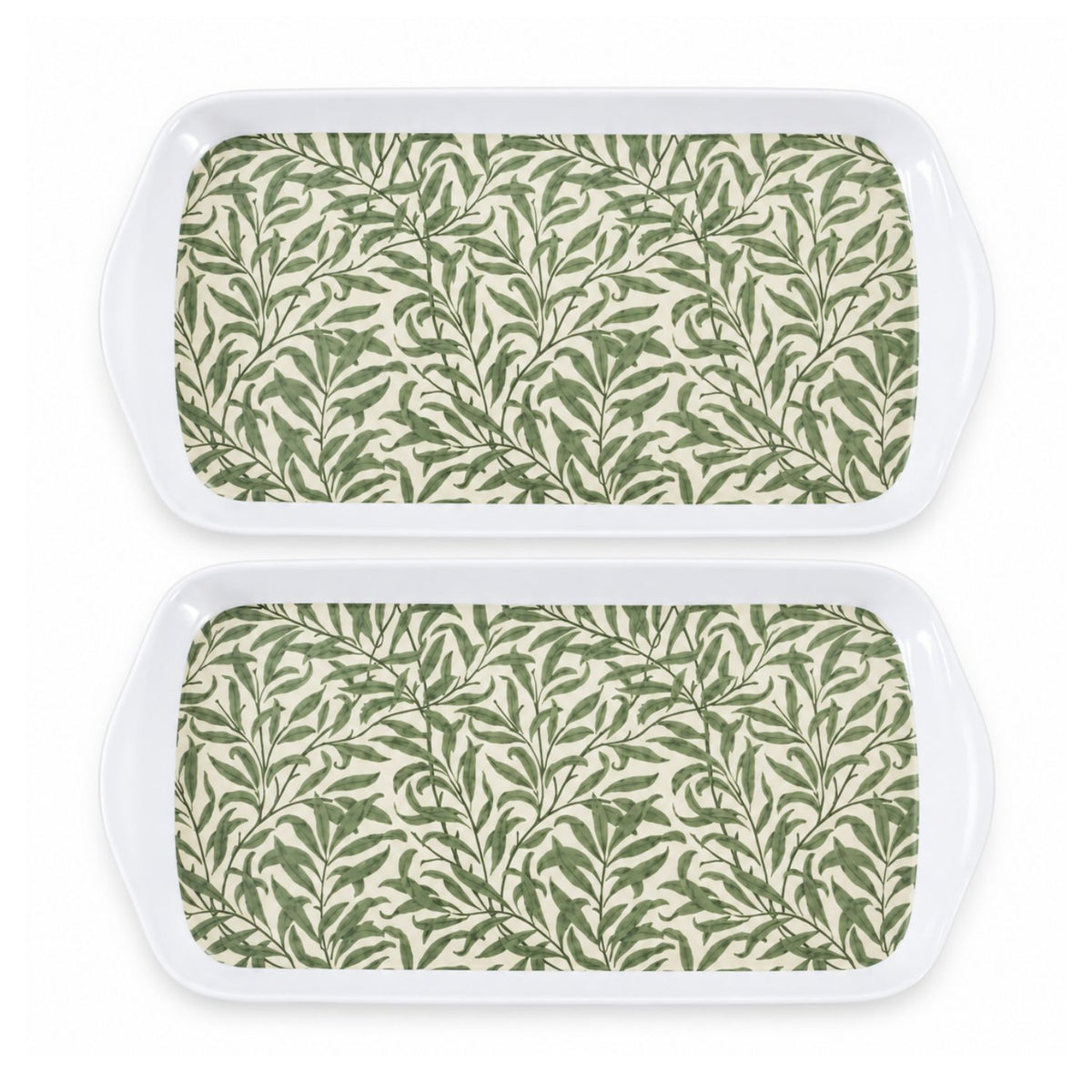 2Pcs Wild Leaves Melamine Serving Tray w/ Handles 26cm Tea Tray
