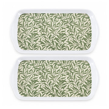 2Pcs Wild Leaves Melamine Serving Tray w/ Handles 26cm Tea Tray