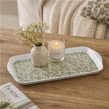 Wild Leaves Melamine Serving Tray w/ Handles 26cm Tea Tray