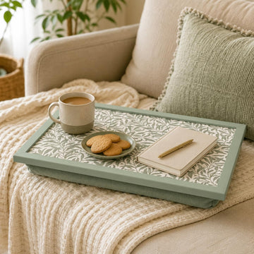 Wild Leaves Cushioned Lap Tray 43x33cm MDF Bed Laptop Dinner Tray