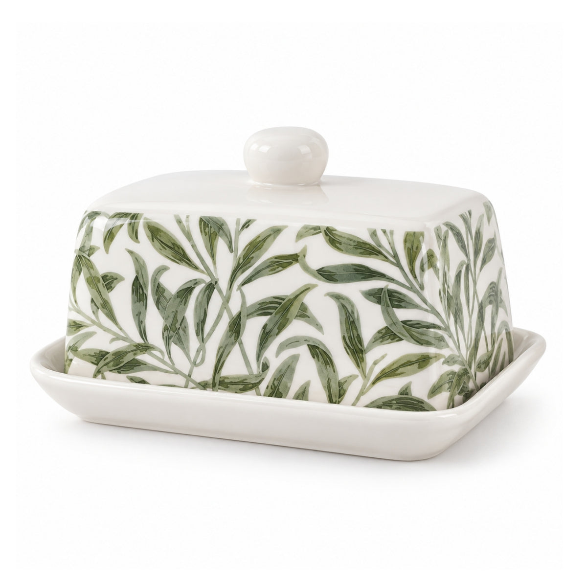 Wild Leaves With Lid Dolomite Butter Dish