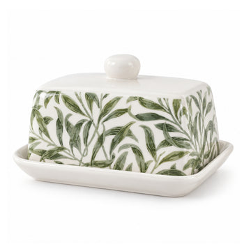Wild Leaves With Lid Dolomite Butter Dish