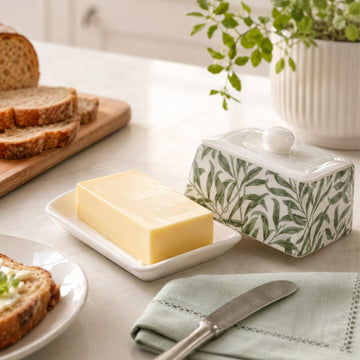 Wild Leaves With Lid Dolomite Butter Dish