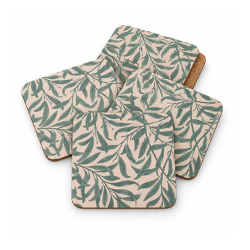 4Pcs Wild Leaves MDF Cork Backed 9.5cm Coasters Set
