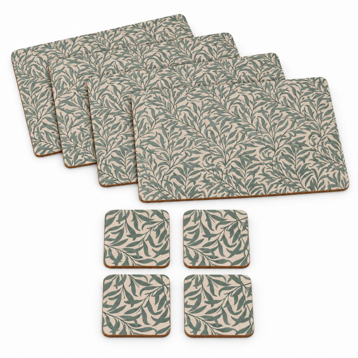 Wild Leaves Green Leaf Design Placemat & Coaster Set