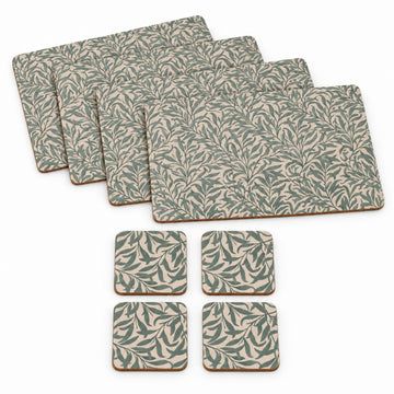 Wild Leaves Green Leaf Design Placemat & Coaster Set