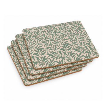 5Pcs Leaf Design Cork Backed MDF 29x21.5cm Placemat Set