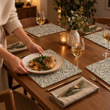 Wild Leaves Green Leaf Design Placemat & Coaster Set