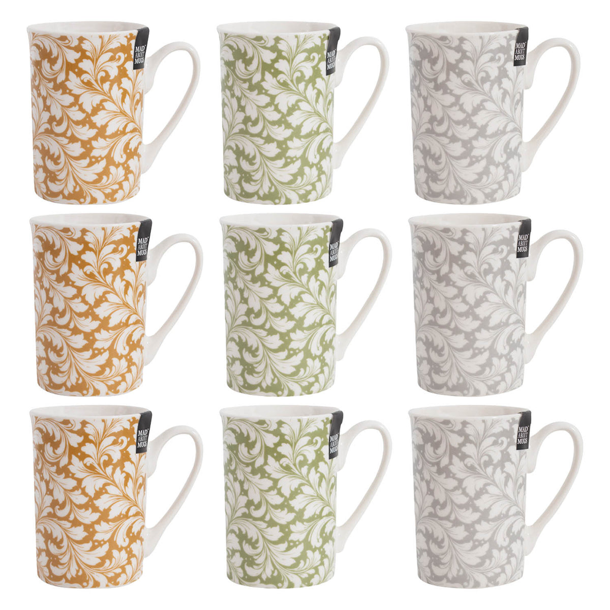 6Pcs New China 260ml Swirl Leaves Mug Set