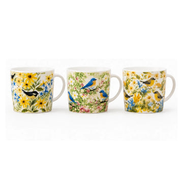 New China Mug Set of 6 350ml | Bird & Floral Tea Coffee Cups
