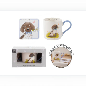 Spaniel Mug & Coaster Gift Set 390ml New China Dog Lover Gift