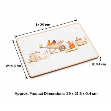 4Pcs Dotty Hen Cork Backed MDF 29x21.5cm Placemat Set