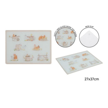Dotty Hen Glass Farmhouse 37x27cm Kitchen Board Worktop Saver
