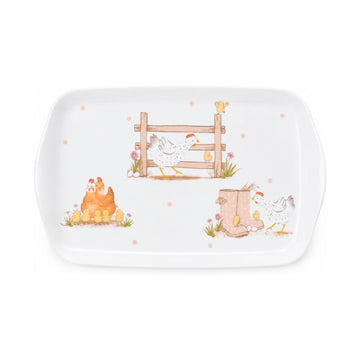 26x14cm Farmhouse Dotty Hen Melamine Tea Tray
