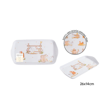 26x14cm Farmhouse Dotty Hen Melamine Tea Tray