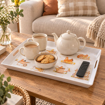 38x28cm Farmhouse Dotty Hen Melamine Serving Tray