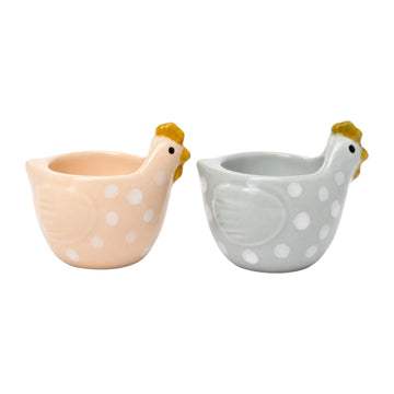 2Pcs Dolomite Dotty Hen Egg Cups Set