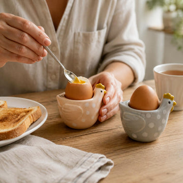 2Pcs Dolomite Dotty Hen Egg Cups Set