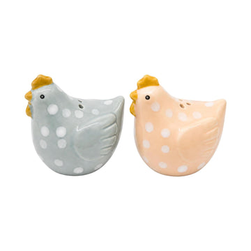 2Pcs Dolomite Dotty Hen Salt & Pepper Shakers Set