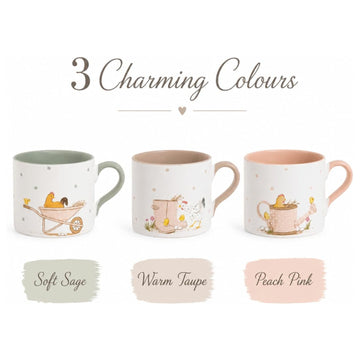 3Pcs Dotty Hen Design 310ml New China Mug Set of