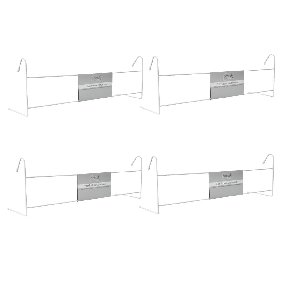 4Pcs Coco & Gray Radiator 2 Bar Airer Plastic Coated Metal Space Saving Drying Rack