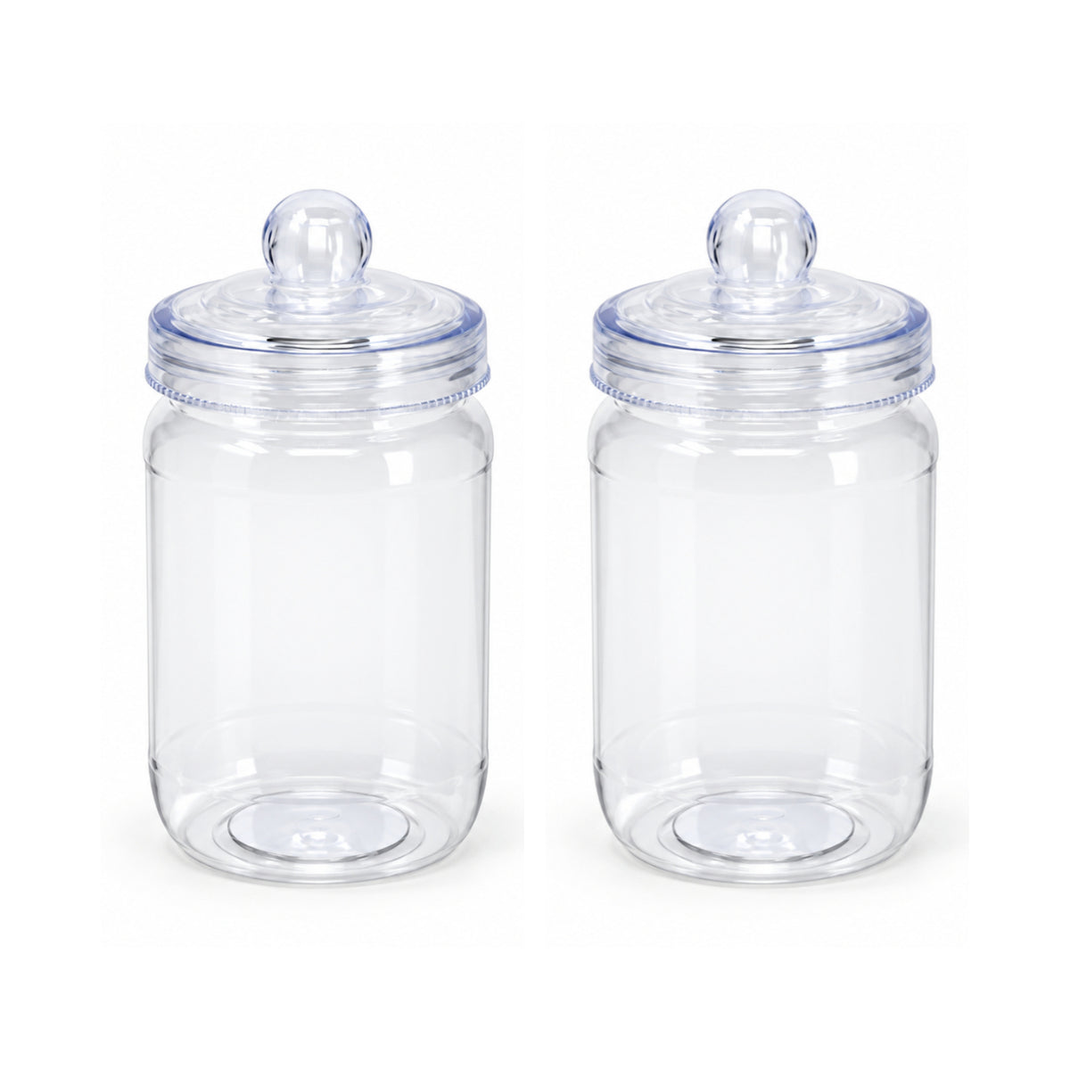2Pcs 560ml Screw Top Lid Clear Round Plastic Sweet Jar