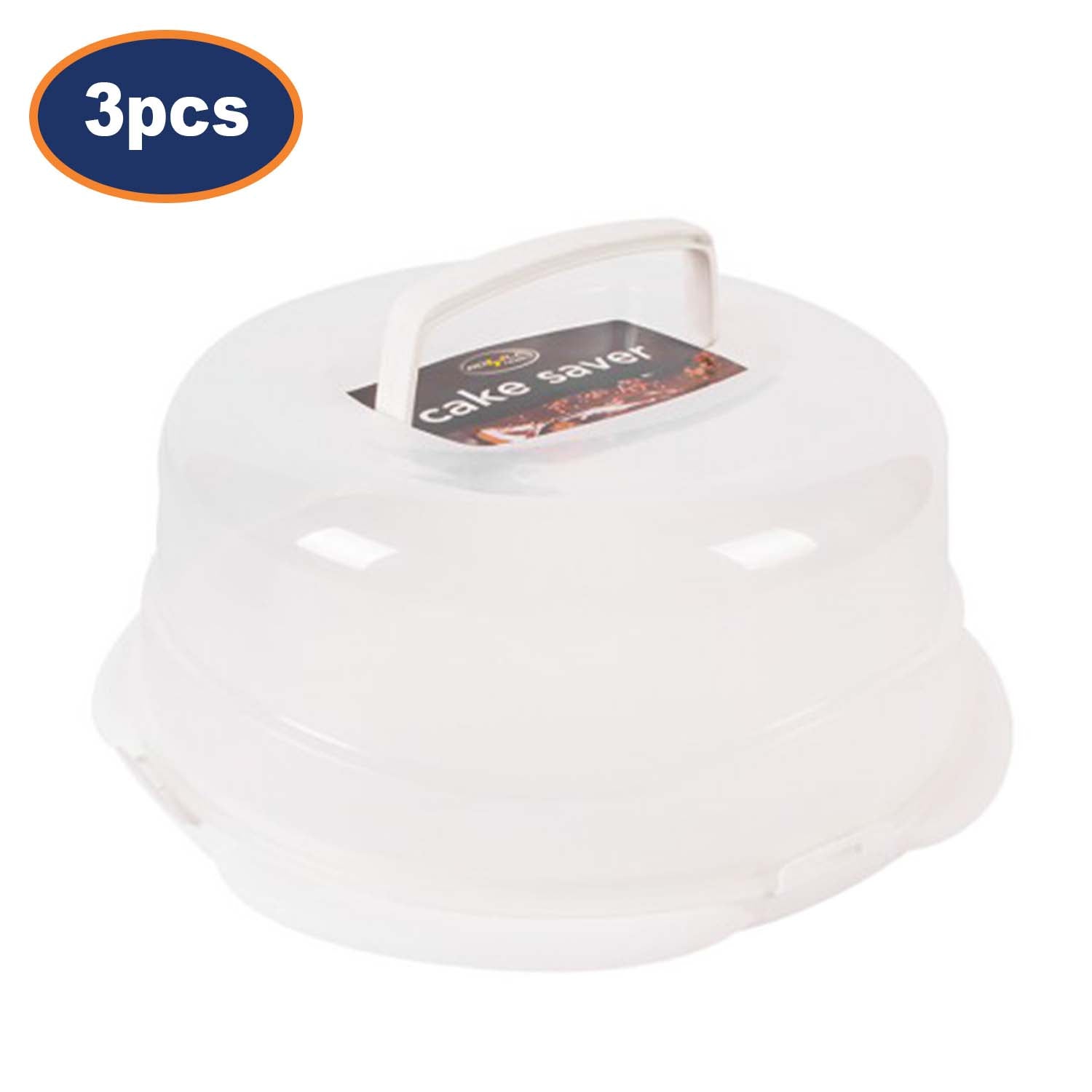 3Pcs 31cm Round Plastic Cake Containers With Handles