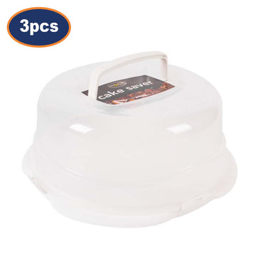 3Pcs 31cm Round Plastic Cake Containers With Handles