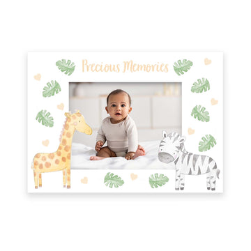 Safari Themed Wooden Baby Memory Keepsake Box With Glass Photo Slot