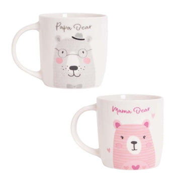 2Pc 360ml White New Bone China Papa & Mama Bear Coffee Mug Set